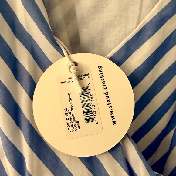 STAUD Jodie Striped Wrap Midi-Dress, S, NWT - Picture 7 of 8